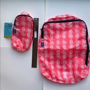 pink bag with white pineapples